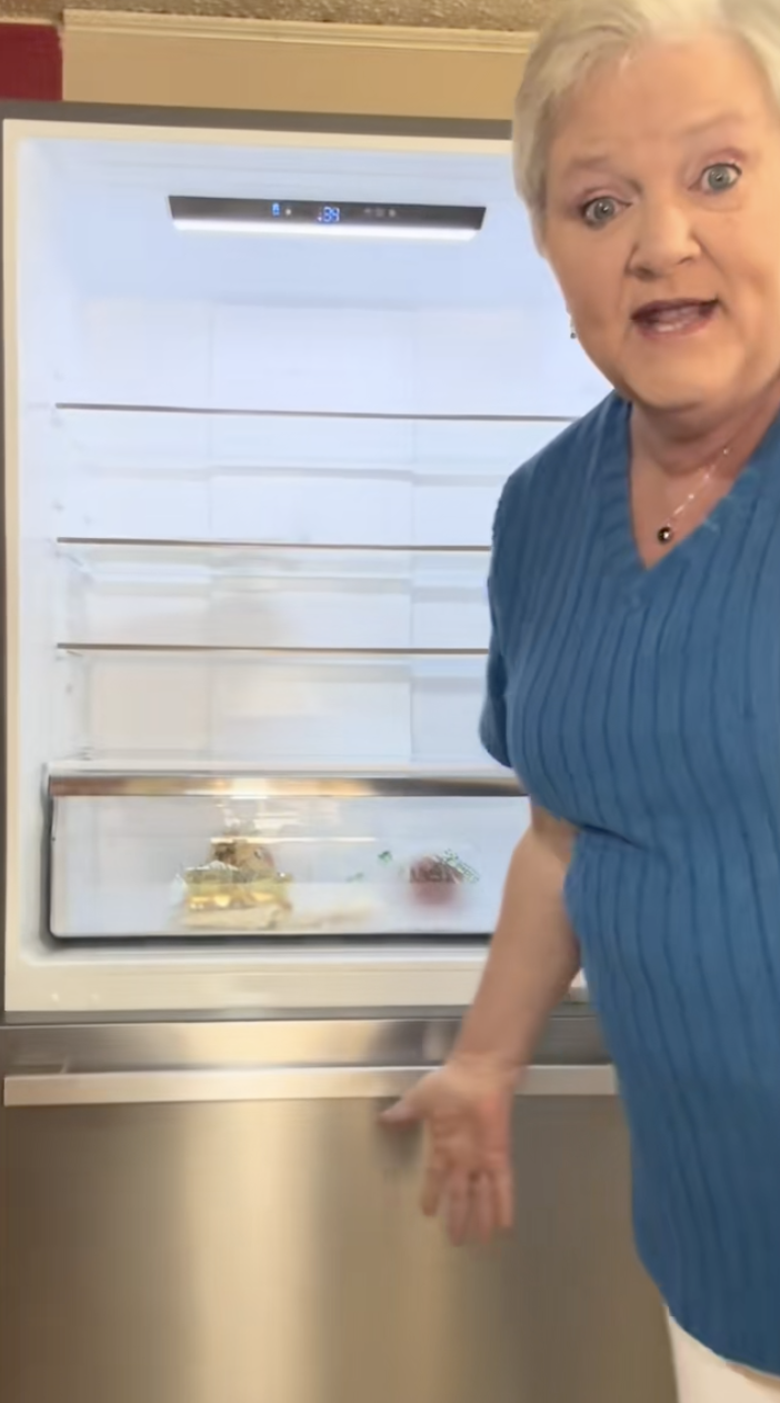 woman with a refrigerator